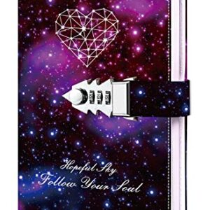 ZXHQ Constellation Starry Sky Diary with lock Secret Diary for Girls and women, Refillable Personal Journal with Lock A5