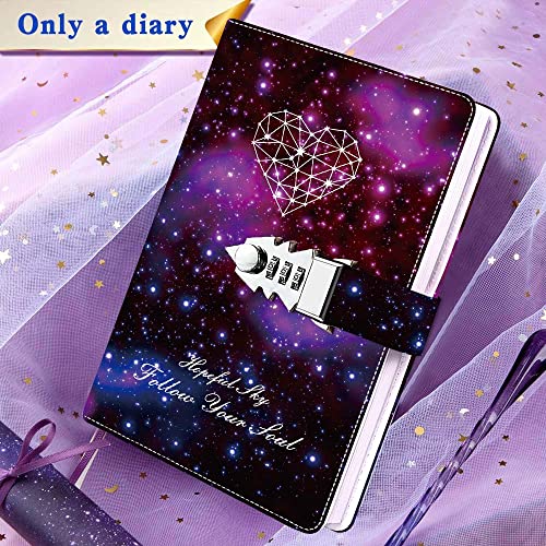 ZXHQ Constellation Starry Sky Diary with lock Secret Diary for Girls and women, Refillable Personal Journal with Lock A5