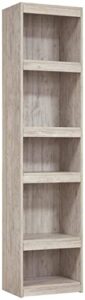 signature design by ashley willowton coastal entertainment center pier bookcase with 3 adjustable shelves, whitewash
