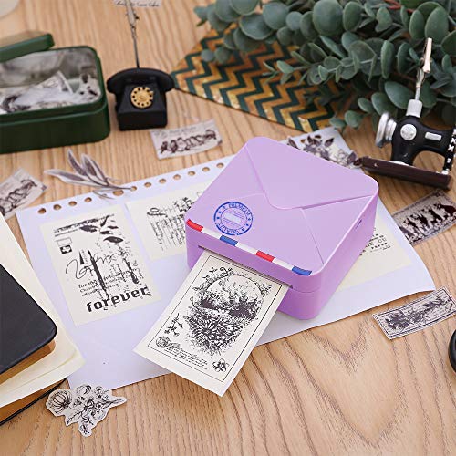 Phomemo M02S Mini Thermal Printer- 300dpi HD Bluetooth Mobile Printer Compatible with iOS and Android, Work with 3 Size Papers, Photo Printer for Plan Journal, Travel, DIY Cards, Gift, Purple