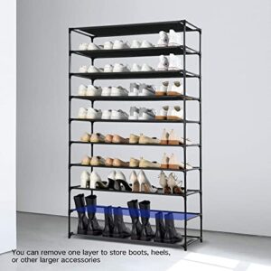 HODYANN 50 Pairs Shoe Tower, Non-Woven Fabric&Metal Storage Cabinet, 10 Tiers Shoe Rack for entryway