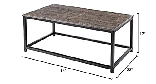 AZL1 Life Concept Coffee Table with Metal Frame,Clean, contemporary design meets rustic industrial style，for living room, office, Dark Brown/Black