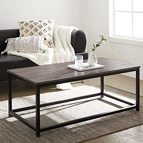 AZL1 Life Concept Coffee Table with Metal Frame,Clean, contemporary design meets rustic industrial style，for living room, office, Dark Brown/Black
