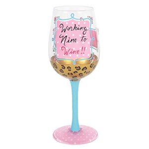 enesco designs by lolita lady boss hand-painted artisan wine glass, 1 count (pack of 1), multicolor