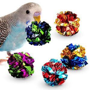 meric 10 pack parrot mylar crinkle balls, 2-inches multicolored balls, save your toes with irresistible crinkle, great value means lots of crinkle for your parrots, cats and kittens to discover