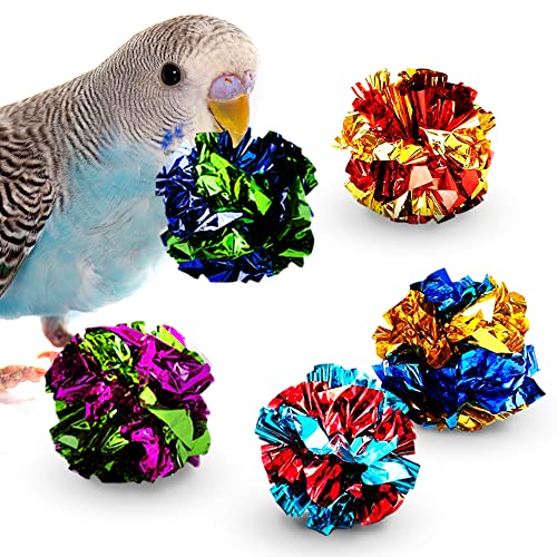 Meric 10 Pack Parrot Mylar Crinkle Balls, 2-Inches Multicolored Balls, Save Your Toes with Irresistible Crinkle, Great Value Means Lots of Crinkle for Your Parrots, Cats and Kittens to Discover