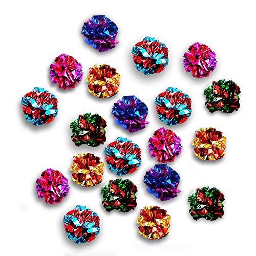 Meric 10 Pack Parrot Mylar Crinkle Balls, 2-Inches Multicolored Balls, Save Your Toes with Irresistible Crinkle, Great Value Means Lots of Crinkle for Your Parrots, Cats and Kittens to Discover