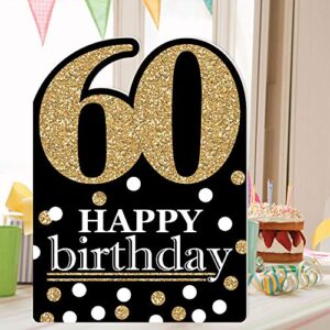 Big Dot of Happiness Adult 60th Birthday - Gold - Happy Birthday Giant Greeting Card - Big Shaped Jumborific Card - 16.5 x 22 inches