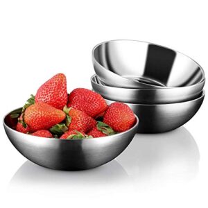miusco premium 304 18/8 stainless steel food grade toddler bowls set, non toxic bpa free bowls for kids, 14.5 oz, 4 pack