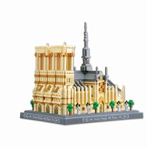 neoleo micro block architecture model notre dame de paris french, challenge for adults children, cathedral architecture church building model kits, 4018 pieces