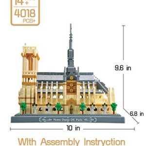 NeoLeo Micro Block Architecture Model Notre Dame de Paris French, Challenge for Adults Children, Cathedral Architecture Church Building Model Kits, 4018 Pieces