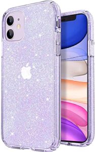 jjgoo compatible with iphone 11 case, clear glitter sparkle bling anti-scratch shockproof protective flexible phone cases cute slim thin bumper cover for women girls (6.1 inch) 2019