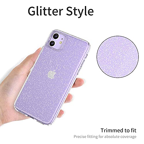 JJGoo Compatible with iPhone 11 Case, Clear Glitter Sparkle Bling Anti-Scratch Shockproof Protective Flexible Phone Cases Cute Slim Thin Bumper Cover for Women Girls (6.1 inch) 2019