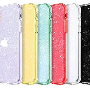 JJGoo Compatible with iPhone 11 Case, Clear Glitter Sparkle Bling Anti-Scratch Shockproof Protective Flexible Phone Cases Cute Slim Thin Bumper Cover for Women Girls (6.1 inch) 2019