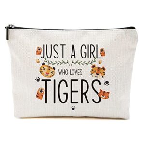 tiger makeup bag tiger gifts for girls women gifts for adults tiger stuff merch animal lover zoo breeder funny birthday christmas gift for her daughter sister friends just a girl who loves tigers