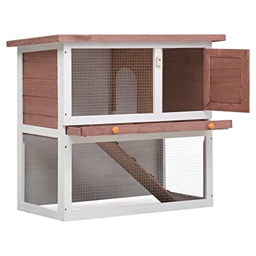 vidaXL Outdoor Rabbit Hutch 1 Door Brown Wood