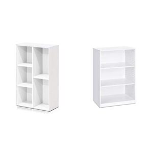 furinno 5-cube open shelf, white & jaya simple home 3-tier adjustable shelf bookcase, white