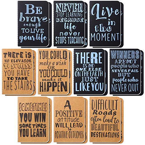 20 Pieces Inspirational Notebook Small Pocket Notebooks Inspirational Notepads Mini Motivational Journal Notebook for Office School Home Travel Supplies (10 Styles)