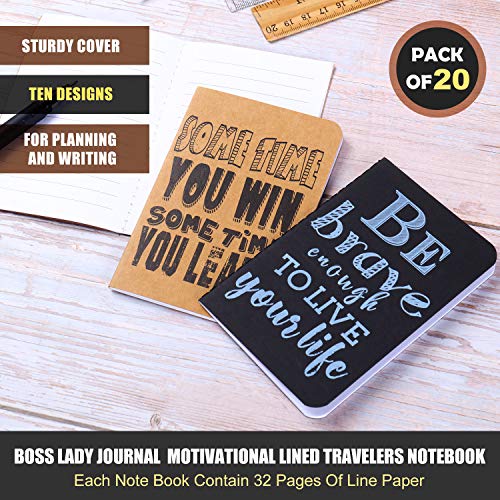 20 Pieces Inspirational Notebook Small Pocket Notebooks Inspirational Notepads Mini Motivational Journal Notebook for Office School Home Travel Supplies (10 Styles)