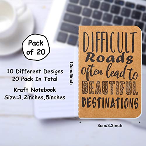 20 Pieces Inspirational Notebook Small Pocket Notebooks Inspirational Notepads Mini Motivational Journal Notebook for Office School Home Travel Supplies (10 Styles)