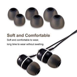 Earbud Tips Soft Silicone Earbuds Replacement Tips Fit for in-Ear Headphones(Inner Hole from 3.8mm -4.2mm Earphones) 9 Pairs S/M/L,Black