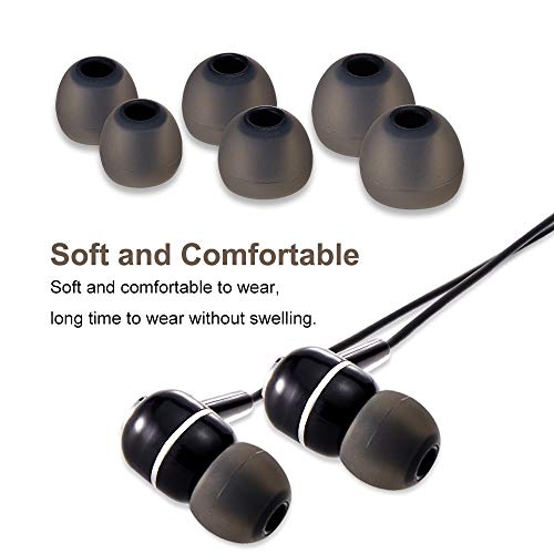 Earbud Tips Soft Silicone Earbuds Replacement Tips Fit for in-Ear Headphones(Inner Hole from 3.8mm -4.2mm Earphones) 9 Pairs S/M/L,Black