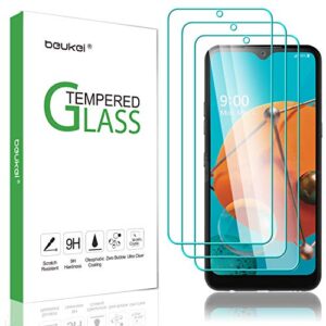 beukei (3 pack) compatible for lg k51 screen protector tempered glass, for lg q51/ lg reflect screen protector, anti scratch, bubble free