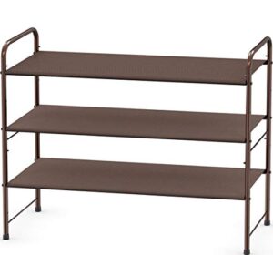 simple houseware 3-tier shoe rack storage organizer 12-pair / 20-pair, bronze