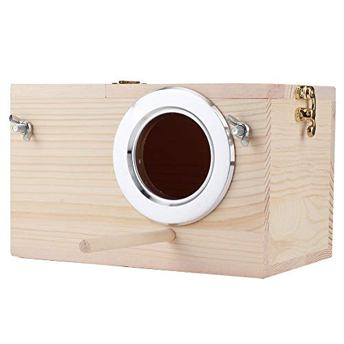 Bird Breeding Box, 12x12x19.5 cm Wooden Bird House, Pet Incubation Nesting Box for Outdoor Garden Decoration, Upper Cover Can be Opened