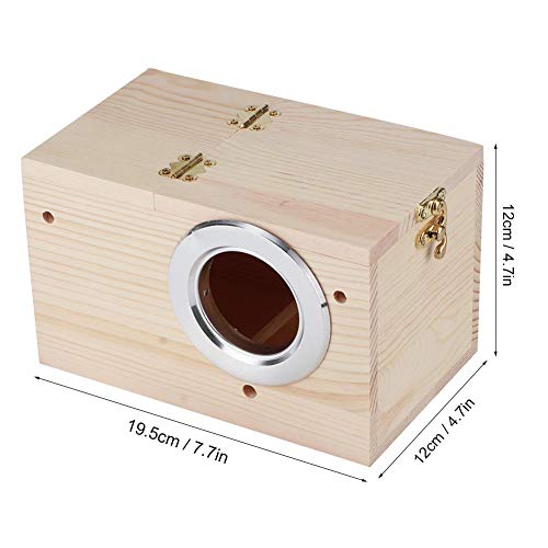 Bird Breeding Box, 12x12x19.5 cm Wooden Bird House, Pet Incubation Nesting Box for Outdoor Garden Decoration, Upper Cover Can be Opened