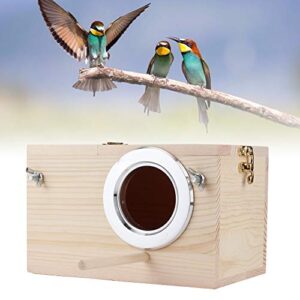 Bird Breeding Box, 12x12x19.5 cm Wooden Bird House, Pet Incubation Nesting Box for Outdoor Garden Decoration, Upper Cover Can be Opened