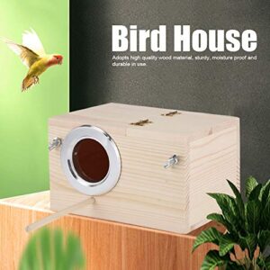 Bird Breeding Box, 12x12x19.5 cm Wooden Bird House, Pet Incubation Nesting Box for Outdoor Garden Decoration, Upper Cover Can be Opened