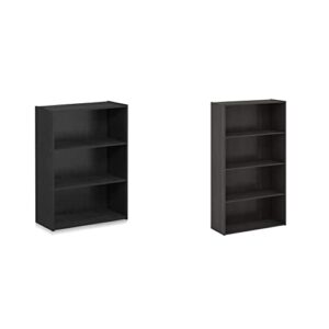 furinno pasir 4-tier bookcase/bookshelf/storage shelves, espresso & pasir 3-tier open shelf bookcase, americano
