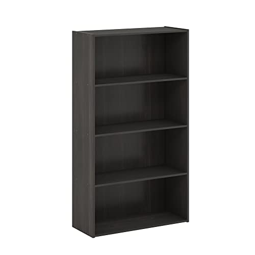 Furinno Pasir 4-Tier Bookcase/Bookshelf/Storage Shelves, Espresso & Pasir 3-Tier Open Shelf Bookcase, Americano