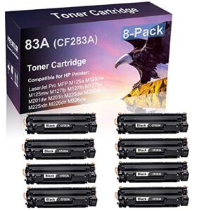 8 pack compatible laser printer cartridge (high yield) replacement for hp 83a cf283a imaging cartridge fit for hp laserjet pro mfp m201dw m201n m225dw printer