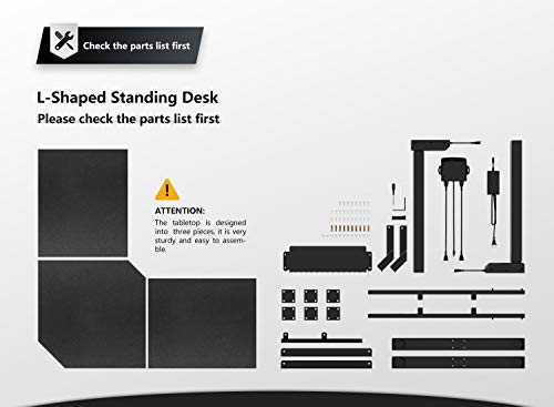 FEZIBO Dual Motor L Shaped Electric Standing Desk, 48 Inches Corner Sit Stand Desk, Home Office Adjustable Height Desk with Black Top and Black Frame