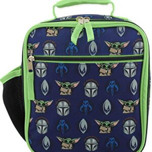 Disney Star Wars Mandalorian Baby Yoda Boy's Girl's Adult Soft Insulated School Lunch Box (One Size, Blue/Green)