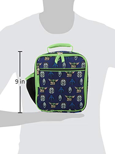 Disney Star Wars Mandalorian Baby Yoda Boy's Girl's Adult Soft Insulated School Lunch Box (One Size, Blue/Green)