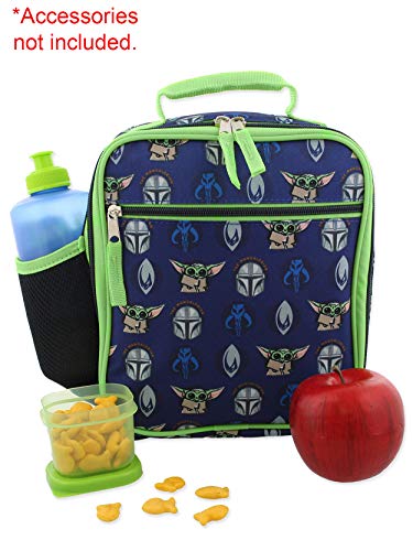 Disney Star Wars Mandalorian Baby Yoda Boy's Girl's Adult Soft Insulated School Lunch Box (One Size, Blue/Green)