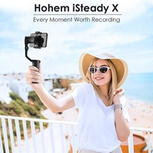 Gimbal Stabilizer for Smartphone, 3-Axis Phone stabilizer with Tripod, Foldable Phone Gimbal for Android and iPhone 14 PRO MAX, Stabilizer for Video Recording with 600° Auto Rotation - hohem iSteady X