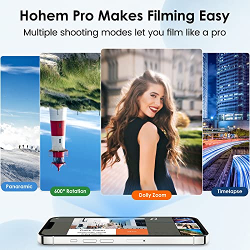 Gimbal Stabilizer for Smartphone, 3-Axis Phone stabilizer with Tripod, Foldable Phone Gimbal for Android and iPhone 14 PRO MAX, Stabilizer for Video Recording with 600° Auto Rotation - hohem iSteady X