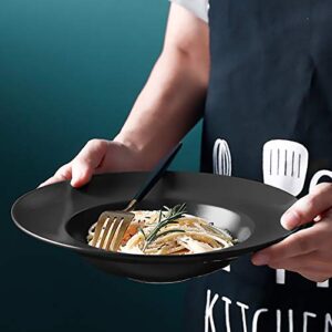Hoxierence - Ceramic Wide Rim Soup Bowls, 10 Oz Matte Rim Pasta Bowls, Suitable for Salad, Dessert, Soup, Restaurant - Set of 4