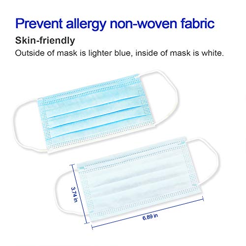 T·IMTEX Disposable Protective Face Mask, Breathable 3 Ply Masks with Earloops，with Melt-Blown Cloth (Blue 50pcs)