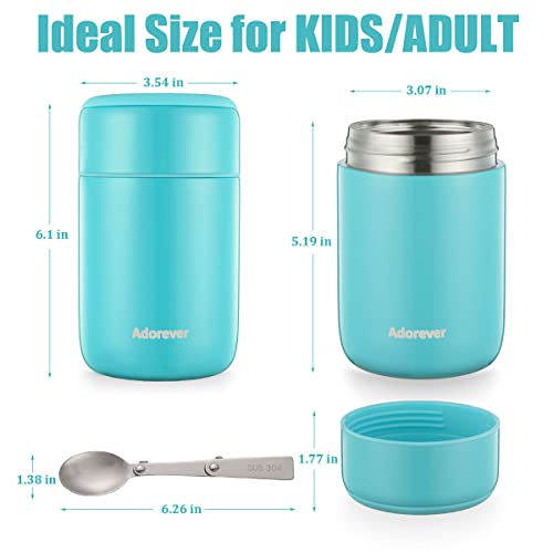 Adorever 17oz/ 25oz Thermos for Hot Food with Spoon, Leakproof Lunch Thermos for Kids Adults, Soup Thermos Vacuum Insulated Food Jars, Blue