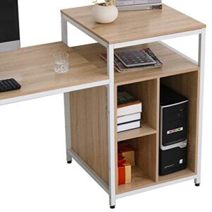 HOMCOM 68 Inch Office Table Computer Desk Workstation Bookshelf with CPU Stand, Spacious Storage Shelves & Chic Modern Woodgrain Design, Oak Wood Grain