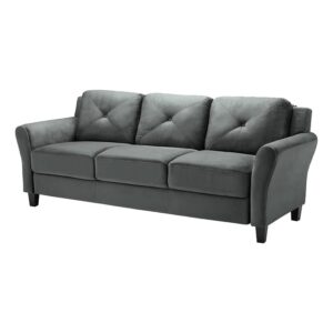 bowery hill microfiber upholstery living room sofa couch in dark gray