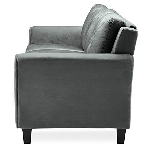 BOWERY HILL Microfiber Upholstery Living Room Sofa Couch in Dark Gray