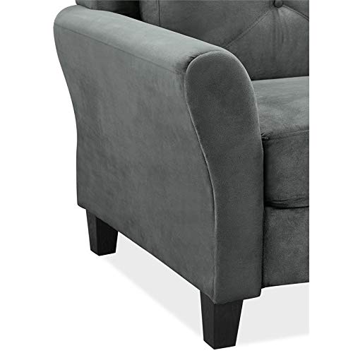 BOWERY HILL Microfiber Upholstery Living Room Sofa Couch in Dark Gray