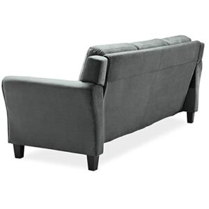 BOWERY HILL Microfiber Upholstery Living Room Sofa Couch in Dark Gray