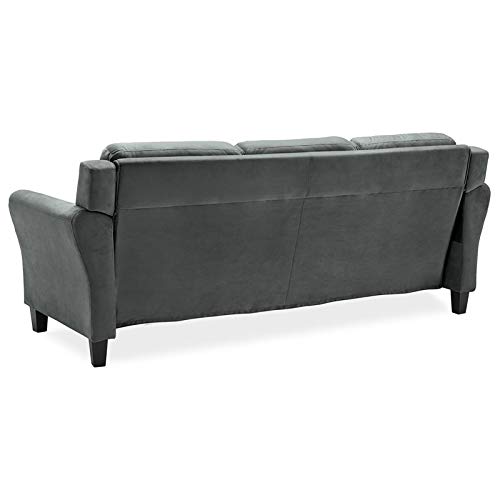 BOWERY HILL Microfiber Upholstery Living Room Sofa Couch in Dark Gray